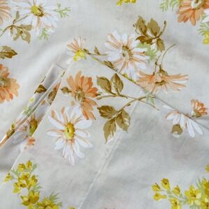 Vintage Springmaid Floral Twin Flat Sheet Daisy Peach Yellow Cottagecore Boho
